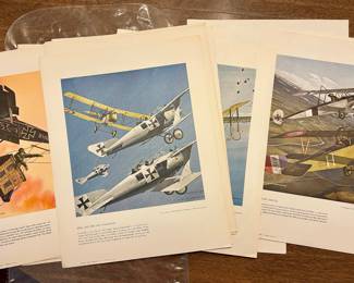 Vintage lot of “Heritage in the Air” lithographs & other WWII memorabilia 