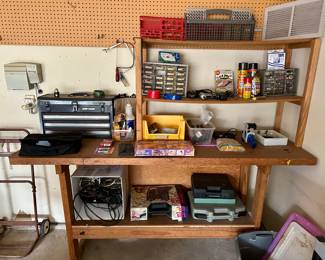 Craftsman tool chest/box, tools, and work bench/table