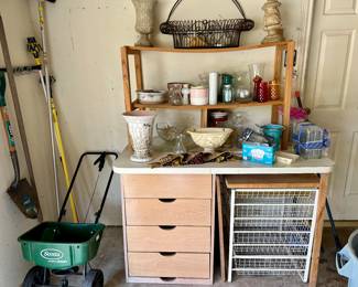 Elfa organizer with wooden top 