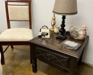 Side table
Chair 
Lamp
Knickknacks 