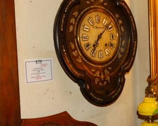 French Picture Frame Clock - Black Laquer w/ an Abundance of Pother of Pearl Inlay (Need Cleaning and Oil