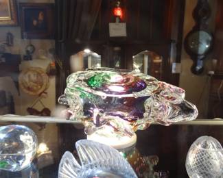 A Strikingly Beautiful & Colorful Art Glass Sculpture Looks Like Something from the Sea-Cut in Half- It's Signed Leon Applebaum