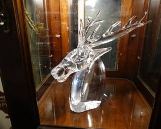The Large & Very Heavy Crystal  Dear Head. I've Never Been Able To Find a Name on It BUt I Feel Strongly that it is Steuben, Maybe One of a kind?