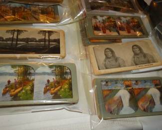 Groops of Over 100 Stereoptican Cards Dating from about 1901, 1903 $ 1905  Groups of Nature, Yousemite & Yellowstone, Architecture, Famous Places , Foreign Lands Comanchee Chiefs, Niagra, Etc