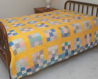 Vintage Quilt — Bed is same item as previous photo and used in this photo to showcase the quilt— This sale ONLY has ONE (1) Jenny Lind Style 3/4 Style Bed with Custom Made 3/4 Mattress in NEW condition with Bunkie Board
