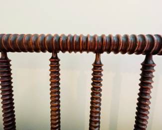 Same item as previous photo — ONE (1) of ONLY 1   Antique Jenny Lind Style 3/4 Style Bed with Custom Made 3/4 Mattress with Bunkie Board —  Footboard is 46 1/4” x overall length is 76 3/4". Headboard and Footboard is 37" tall