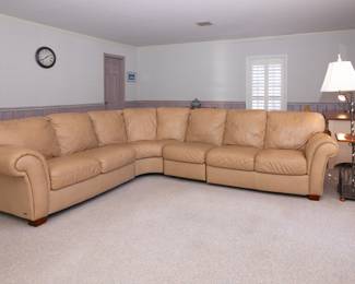 ITALSOFA 4 Piece Leather Sectional Sofa in Butterscotch 10’8″L x 8’8″W x 35″H