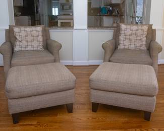 Couch and 2 Arm Chairs by Better by Design from Sprintz. A Smaller Arm Chair and Ottoman are also available. — Couch is 82” wide. Fabric is Hopsack Black
