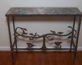 Marble & Iron Entry Side Table 38.5" W x 32" H x 12 3/4" D