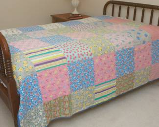 Vintage Quilt — Bed is same item as previous photo and used in this photo to showcase the quilt— This sale ONLY has ONE (1) Jenny Lind Style 3/4 Style Bed with Custom Made 3/4 Mattress in NEW condition with Bunkie Board