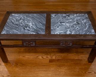 Same item as previous photo —&nbsp;RARE Antique Chinese Marble Top Coffee Table — Made in Hong Kong