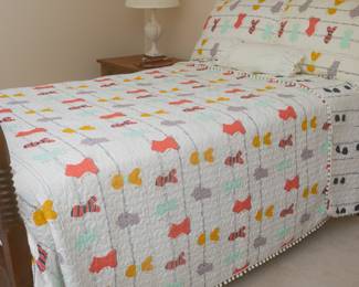 Bed & Quilt are same items as previous photo — This sale ONLY has ONE (1) — EXCEPTIONAL Antique Jenny Lind Style 3/4 Style Bed with Custom Made 3/4 Mattress with Bunkie Board — Footboard is 46 1/4” x overall length is 76 3/4". Headboard and Footboard is 37" tall