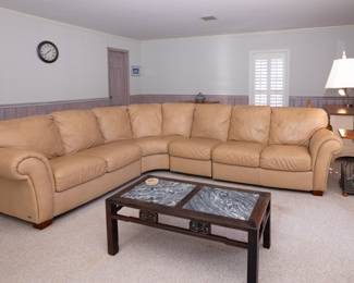 ITALSOFA 4 Piece Leather Sectional Sofa in Butterscotch 10’8″L x 8’8″W x 35″H