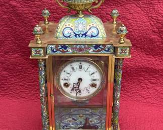 Lot # : 339z - Vintage cloisonné mantel clock
