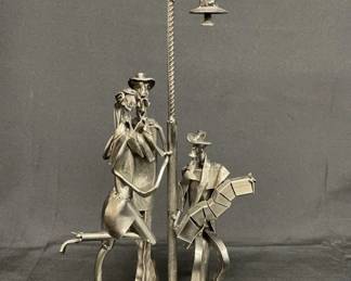 Lot # : 456v - Argentine metal sculpture – tango couple and bandoneón player.