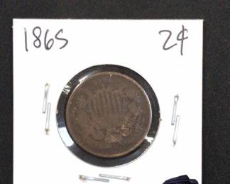 Lot # : 209a - 1865 US Two Cent Piece coin
