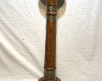 Lot # : 381f - Vintage wood with wrapped ornate metal hat stand
