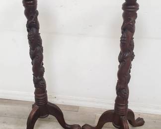 Lot # : 163 - Pair of vintage grapevine carved wood plant
