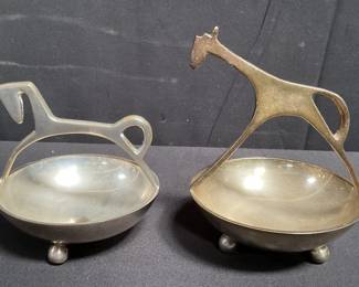 Lot # : 277 - Pair of mid century modern silver plate candy dish
