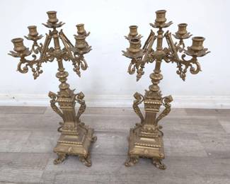 Lot # : 171a - Pair of antique French gilt candelabras
