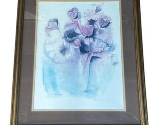 Lot # : 368z - Framed signed floral watercolor painting
