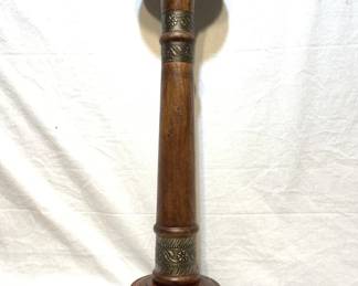 Lot # : 364f - Vintage wood with wrapped ornate metal hat stand
