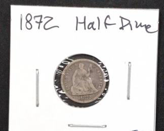Lot # : 441a - 1872 Seated Liberty Silver Half Dime coin
