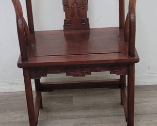 Lot # : 453 - Vintage Chinese carved teak arm chair
