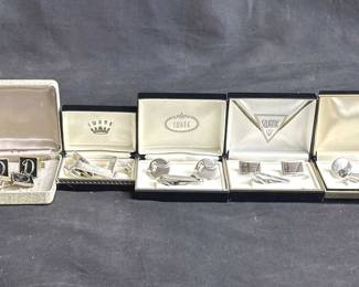 Lot # : 371 - Group of cuff links & tie clips
