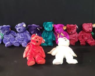Lot # : 443 - 9 TY Beanie Baby plush bears
