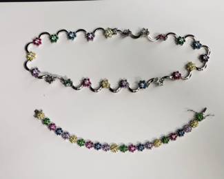 Lot # : 206 - 10k white gold bracelet & necklace
