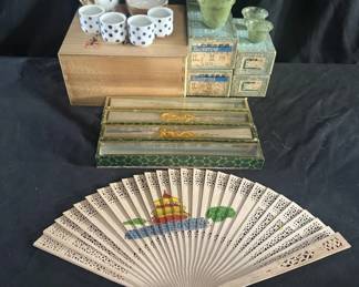 Lot # : 335 - Group of vintage Asian porcelain, stone sake
