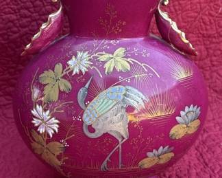 Lot # : 380z - Vintage Asian hand painted ceramic vase
