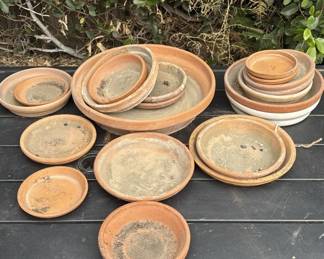 Lot # : 320z - Large group of 20 terracotta plant saucers

