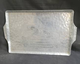 Lot # : 98 - Vintage hand hammered aluminum tray
