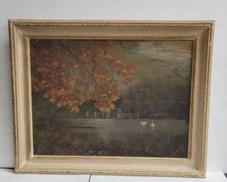 Lot # : 422 - Signed and dated 1932 oil painting on board
