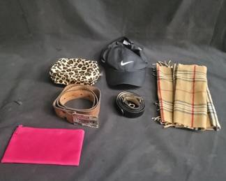 Lot # : 470 - Cap, scarf, leather belts

