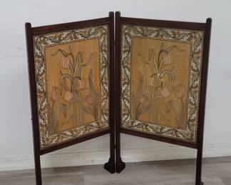 Lot # : 429 - Vintage mahogany and embroidery folding two
