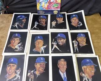 Lot # : 268z - Group of vintage 1980's Dodgers player art prints
