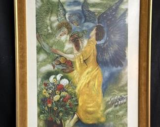 Lot # : 191 - Pencil signed artist proof serigraph "Abraham and the three Angels" by Reuven (Zelicovici) Rubin

