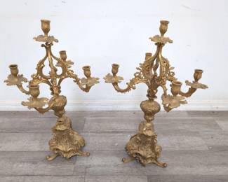 Lot # : 170a - Pair of antique French gilt candelabras
