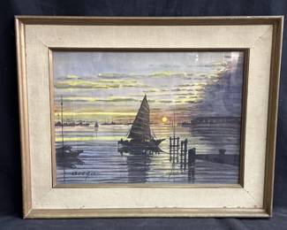 Lot # : 44 - Signed water color on paper dated 1957
