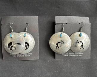 Lot # : 397 - Pair of sterling silver hand made Native
