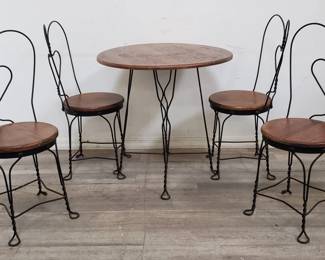 Lot # : 201 - Vintage twisted metal metal & oak ice cream
