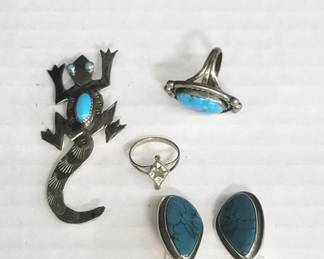 Lot # : 457 - Group of turquoise and sterling silver jewelry

