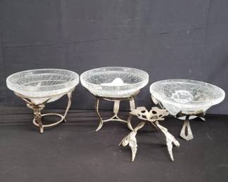 Lot # : 332 - Crackled glass compotes w/ stands
