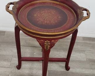 Lot # : 113 - Hand painted 2pc sidetable / serving tray

