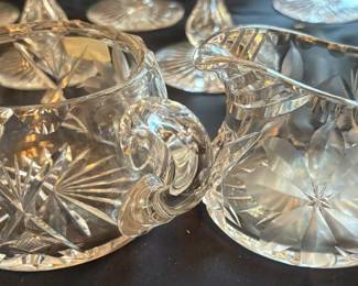 Cut glass cream and sugar 
