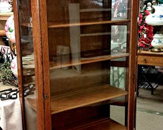 Antique oak display cabinet