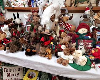 Holiday stuffed animals.